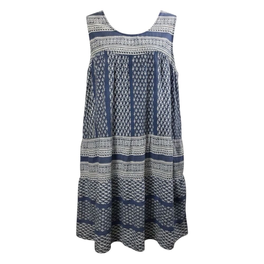 La Cera Blue  Floral Shift Sunny Dress Plus Size 3X Sleeveless100% Cotton Boho
